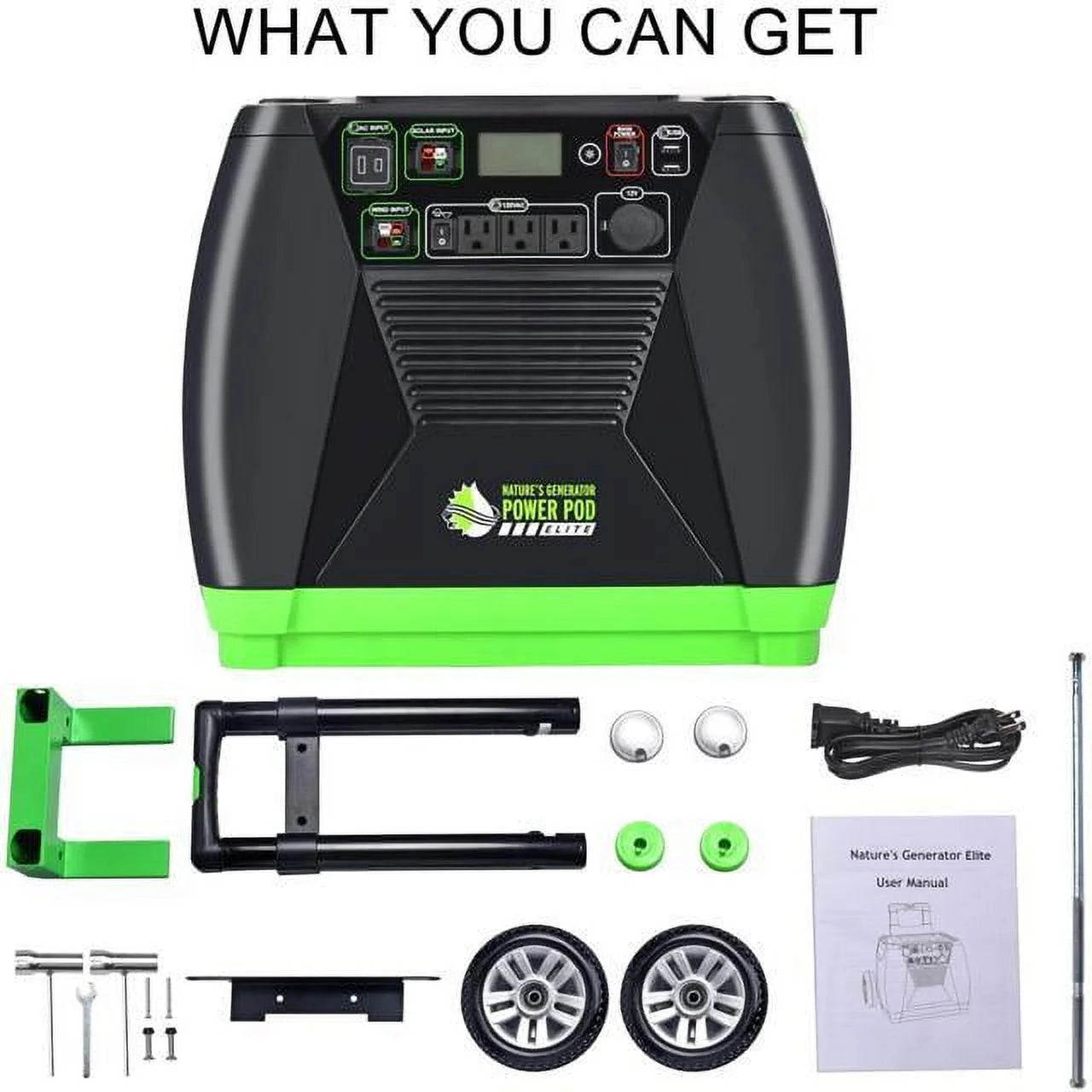 Nature'S Generator Elite - Platinum System:3600W Solar & Wind Powered Pure Sine Wave Off-Grid Nature'S Generator Elite+1200W Nature'S Generator Power Pod Elite+4Pcs 100W Solar Panel