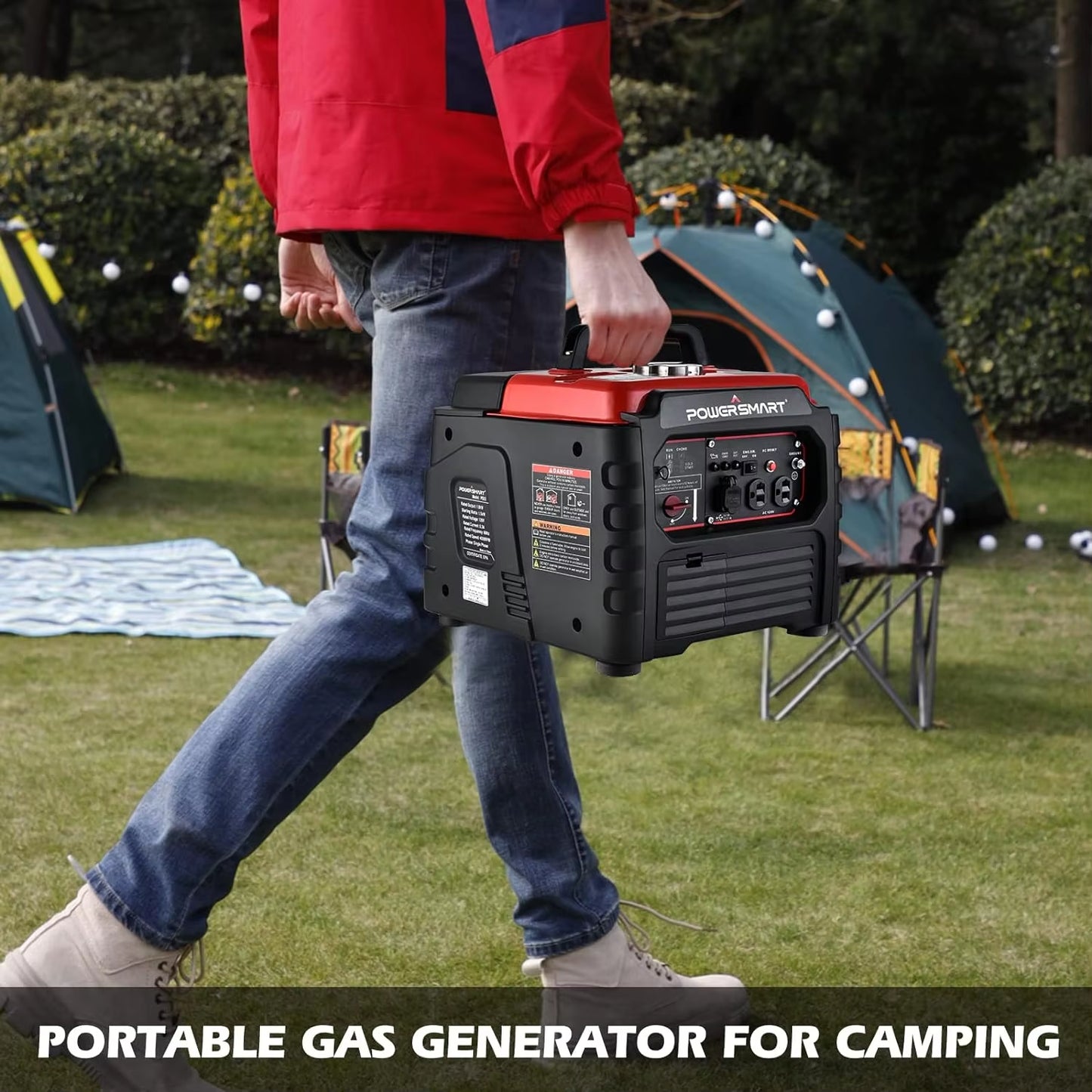 Powersmart 1500-Watt Gas Powered Portable Inverter Generator Super Quiet Ultra-Light Small Generator for Camping Outdoor