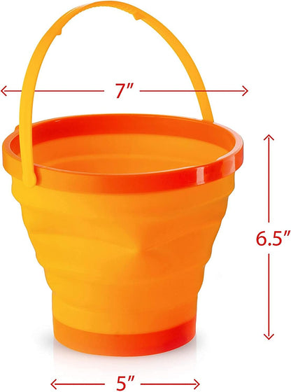 Foldable 7 Inch Silicone Collapsible Pail Beach Buckets Multi Purpose 2 Liter, Half Gallons, Household Cleaning, Camping, Travelling, Fishing, Beach Toys, Car Window Washing (Pack of 3)