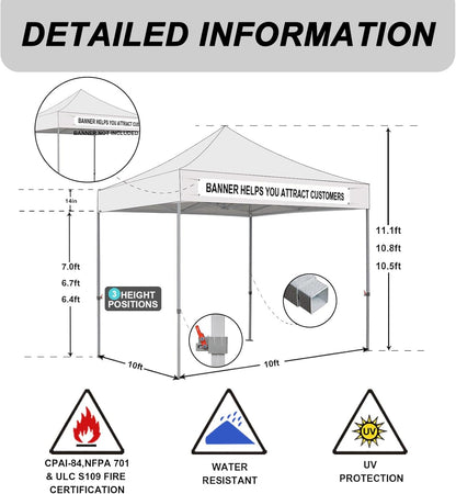 USA 10'X10' Pop up Canopy Tent Commercial Instant Canopies with Heavy Duty Roller Bag,Bonus 4 Sand Weights Bags (Blue)