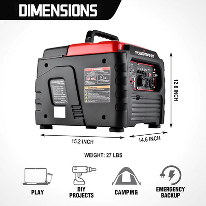 Powersmart 1500-Watt Gas Powered Portable Inverter Generator Super Quiet Ultra-Light Small Generator for Camping Outdoor